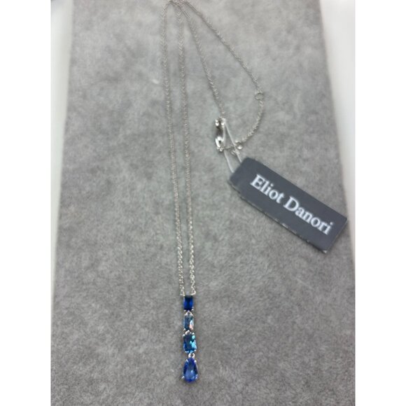 Blue Cubic Zirconia Sapphire Drop Pendant Elliot Danori - Picture 3 of 3